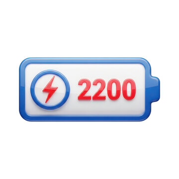 Blue rectangle sign with a white lightning bolt and the number 2200