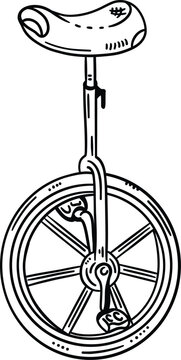 Vector outline drawing of a unicycle for coloring book or a tattoo design