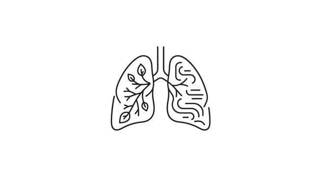 Detailed human lung anatomy illustration.