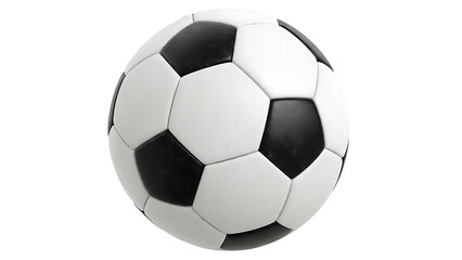 Fototapeta premium IA generated soccer ball isolated on white background. Classic black and white football for sports game, championship and athletic competition. Professional equipment 3D render illustration.
