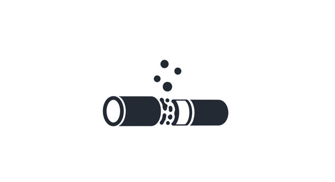 Cigarette with smoke on white background.
