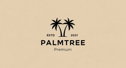 Obraz premium Palmtree logo design vintage tropical aesthetic with palm trees and text