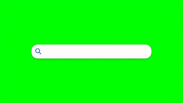 Minimalist white search bar interface with a blinking cursor and a blue magnifying glass icon for web navigation.