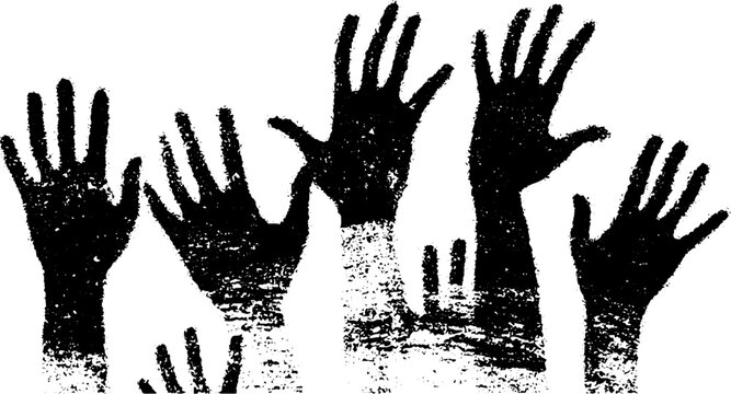 High contrast black and white witch hands with sigils textured ink background for occult poster and ritual design