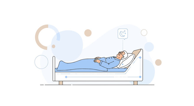 Elderly man peacefully sleeping in a comfortable adjustable bed with modern design