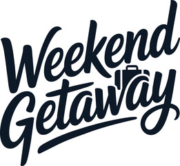 Weekend Getaway typographic script design with a luggage suitcase icon for short vacation travel themes © Arif9x