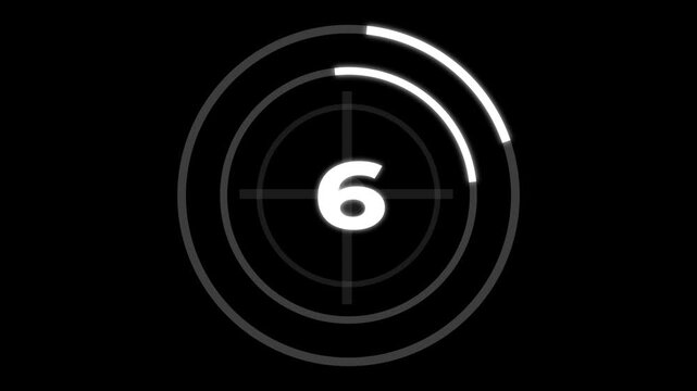 animated 10 second countdown with target symbol on transparent background