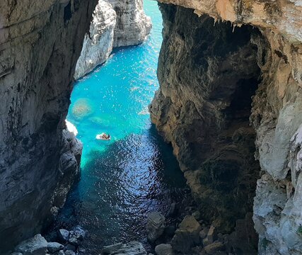 beautiful view of the sea.Blue Grotto, Italy