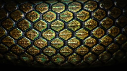 Obraz premium Detailed View of King Cobra Scales Highlighting Texture and Color Under Natural Light Conditions in a Forest Habitat