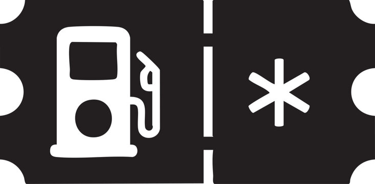 Gas station pump and fuel asterisk ticket icon with asterisk