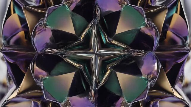 Abstract Geometric Crystal Formation with Iridescent Reflections.