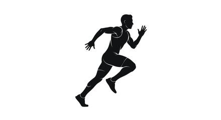 Obraz premium Athlete Silhouette Running Sprinting Fast Motion