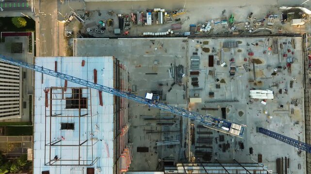 Overhead view of the North Carolina education campus construction in downtown Raleigh which will be home to the UNC system, Dept. of Public Instruction and more