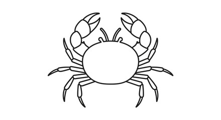 Fototapeta premium A simple black and white outline drawing of a crab with its claws raised, depicting its distinct shape and features.