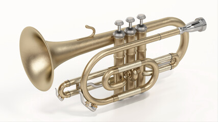 Obraz premium Trumpet isolated on white background. 3D illustration