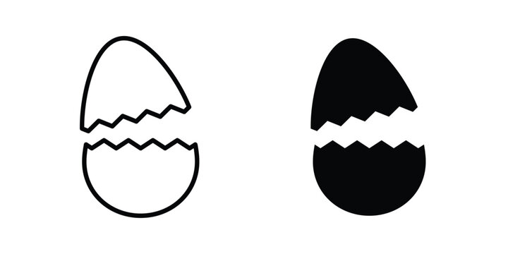 Broken egg icon. Line and glyph solid vector collection.