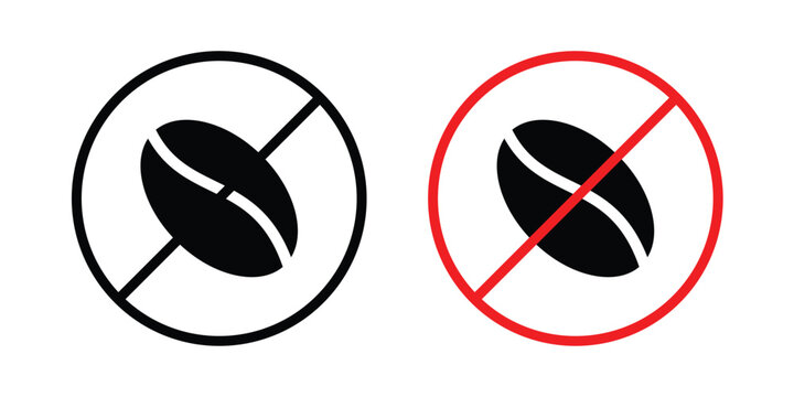 Caffeine free icon. Line and glyph solid vector collection.