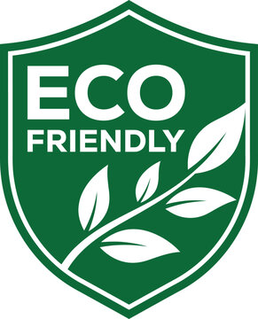 Eco Friendly Shield Badge Green Sustainable Organic Leaf Label Environmental Protection Seal Icon