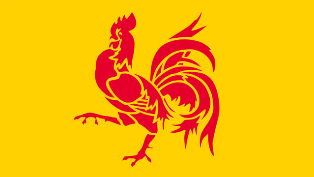 Wallonia State Flag Vector Illustration Walloon Rooster