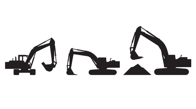 Excavator Construction Equipment Isolated on White for Infrastructure Development