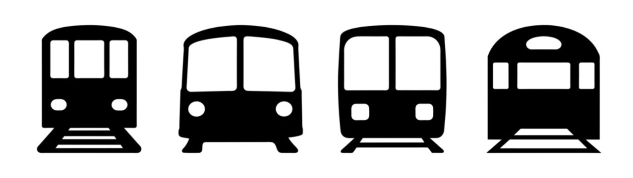 modern subway train at station flat design vector illustration