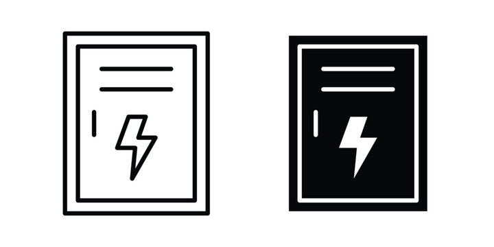 Electricity box icon. Line and glyph solid vector collection.