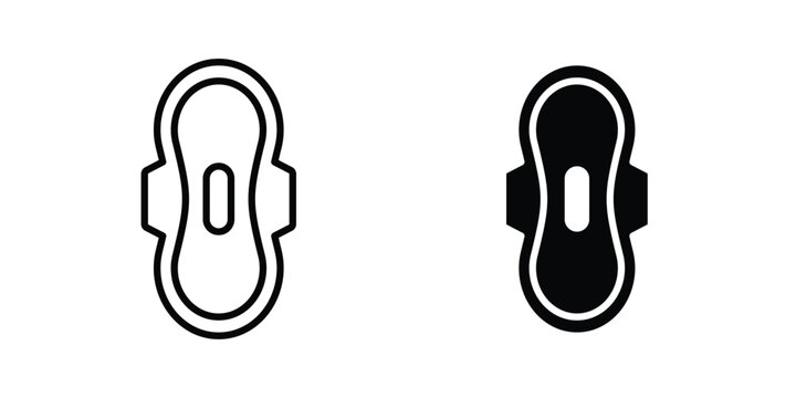Feminine hygiene pad icon. Line and glyph solid vector collection.