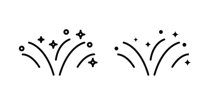 Fireworks icon. Line and glyph solid vector collection.