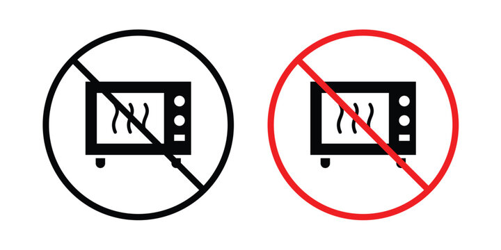 Forbidden Microwave icon. Line and glyph solid vector collection.