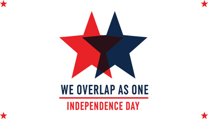 Obraz premium Independence Day, Patriotic Symbols, American Flag Stars, Overlap Design, Vector Icons