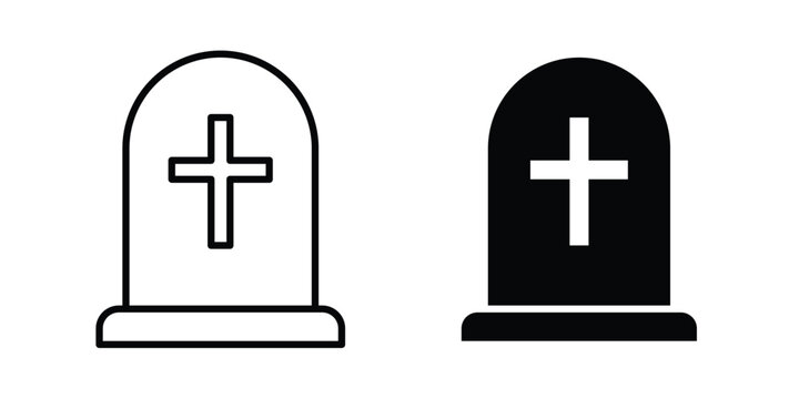 Headstone icon. Line and glyph solid vector collection.