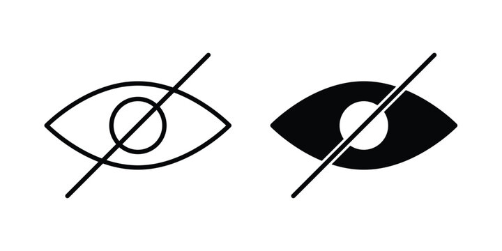 Hidden icon. Line and glyph solid vector collection.