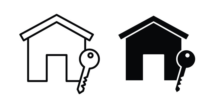 House key icon. Line and glyph solid vector collection.