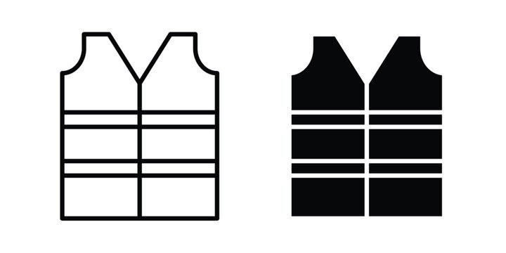 Life jacket icon. Line and glyph solid vector collection.