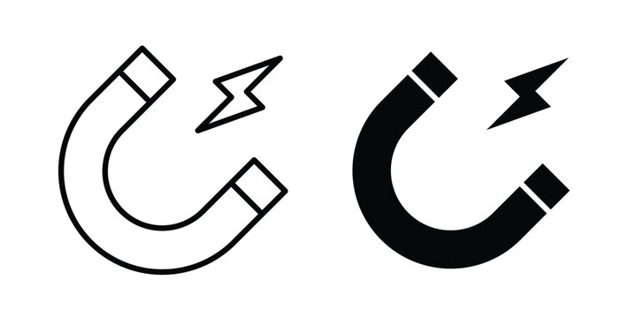 Magnet icon. Line and glyph solid vector collection.