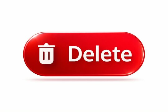 Red delete button with trash icon pill shaped