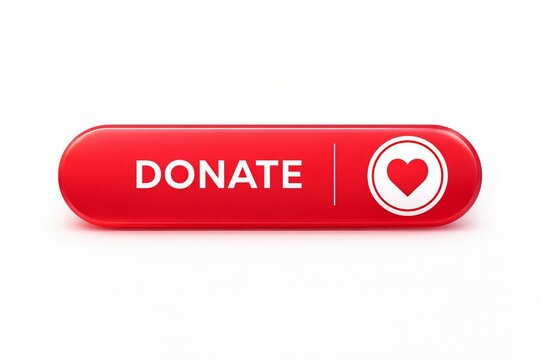 Red donate button with heart icon for charity campaign