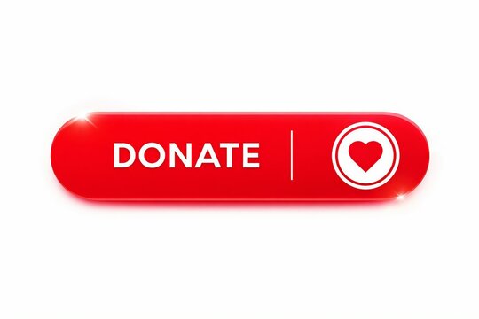 Red donate button with heart icon and white text