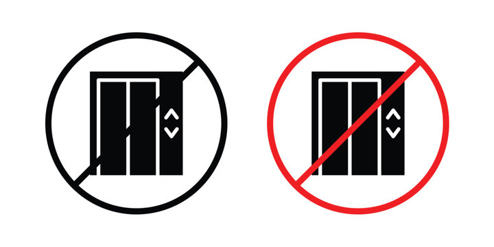 No elevator sign. Line and glyph solid vector collection.