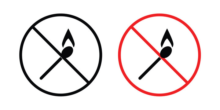 No fire sign. Line and glyph solid vector collection.