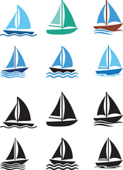 modern Marine Sailboat Icon set © Kamrul