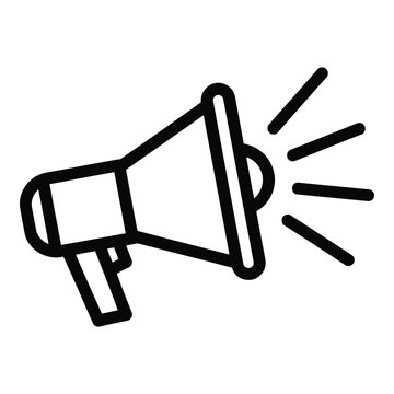 Black line art megaphone icon loudspeaker.