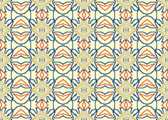 Fototapeta premium eamless 3D Ethnic Tribal Embroidery Pattern with Vibrant Geometric Shapes. Traditional Folk Ornament with Decorative Texture for Fashion Textile, Apparel Print and Luxury Interior Decor.