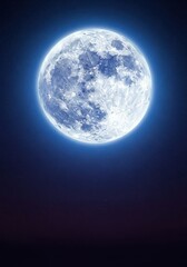 Fototapeta premium A stunning, detailed view of a large, glowing full moon dominating a deep, mysterious night sky, suitable for backgrounds and celestial themes, midnight, dramatic, texture