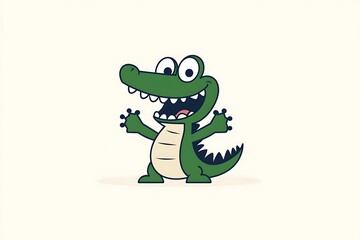Fototapeta premium Cartoon crocodile smiling broadly