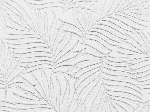 Textured white tropical leaf pattern background