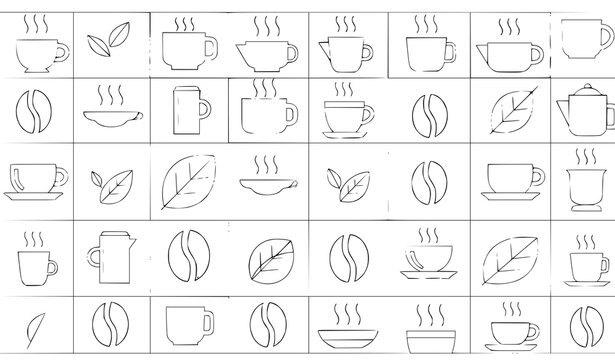 Coffee geometric pattern vector minimalist cafe icons seamless background