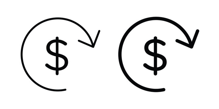 reimbursement icon. Line and glyph solid vector collection.