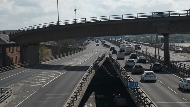 View of the M8 motorway in central Glasgow, Scotland