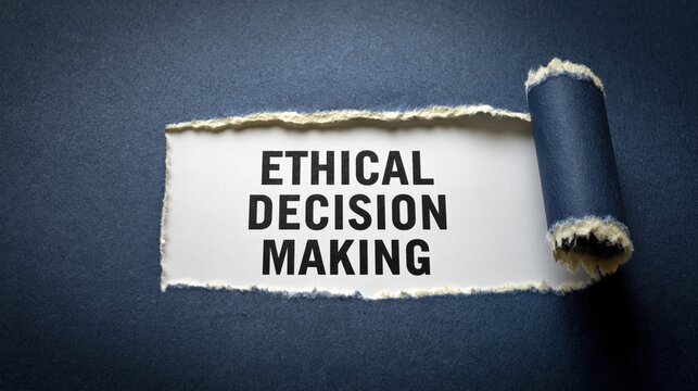 Ethical Decision Making Moral Compass on a Torn Paper Design